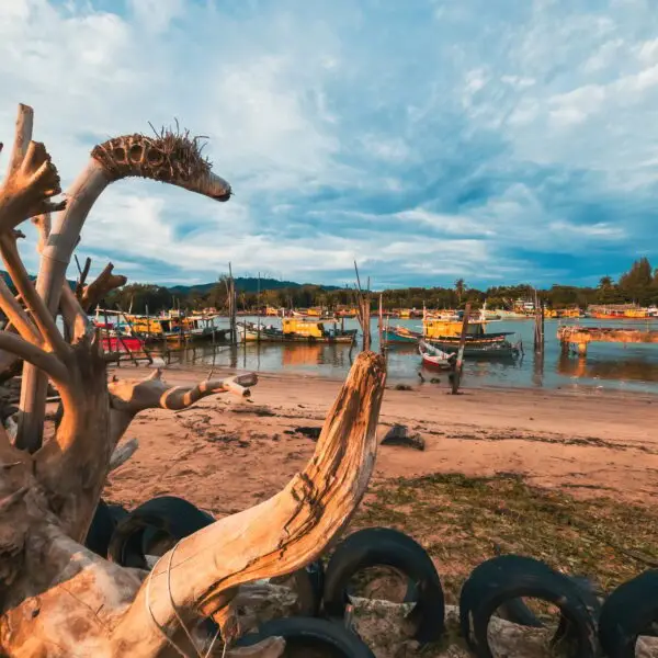 Fisherman village during sunset in Kuantan, Pahang.