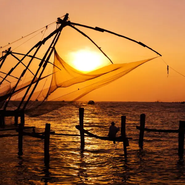Fishing Nets of Cochin at Sunset