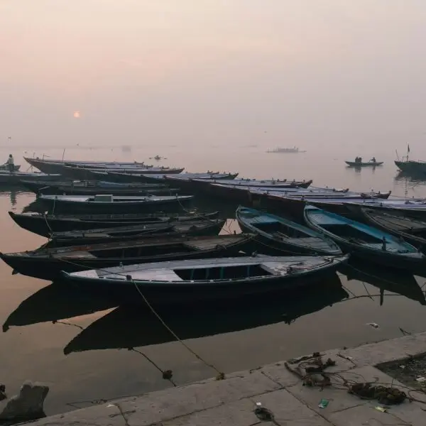 Group of fishing boats, Varanasi, Uttar Pradesh, India