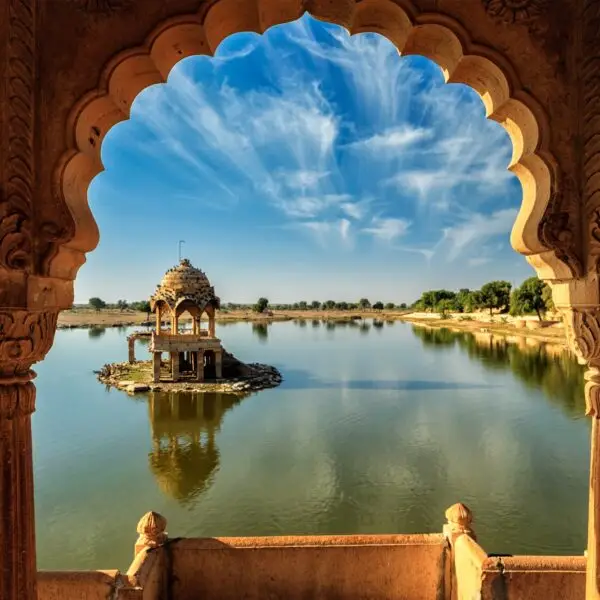 Indian landmark Gadi Sagar in Rajasthan