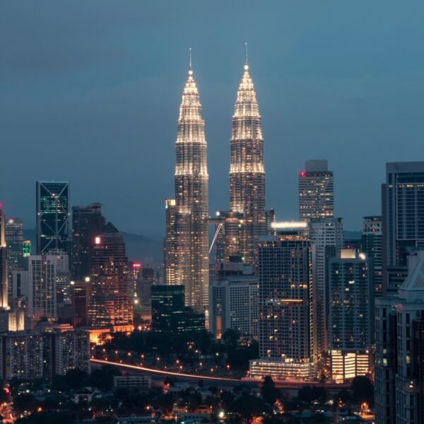 Timelapse of night changing evening in Kuala Lumpur, Malaysia