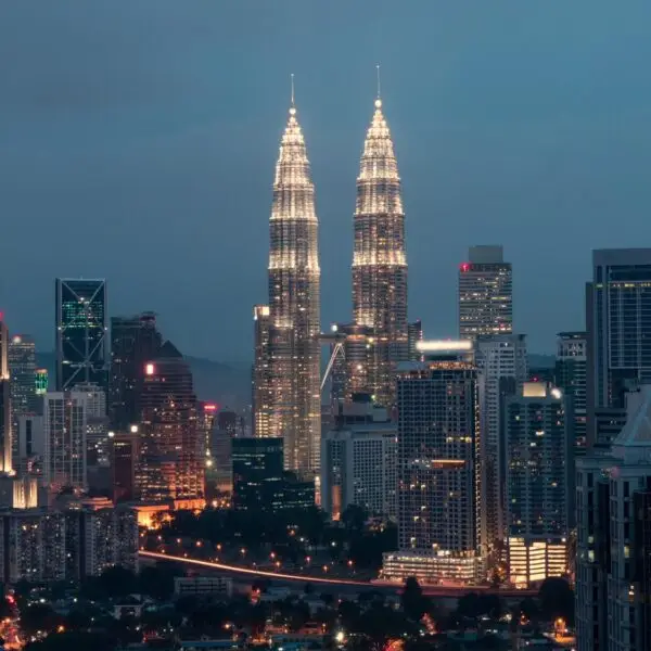 Timelapse of night changing evening in Kuala Lumpur, Malaysia