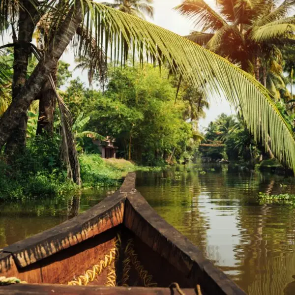 Traditional local boat on Alleppey backwaters