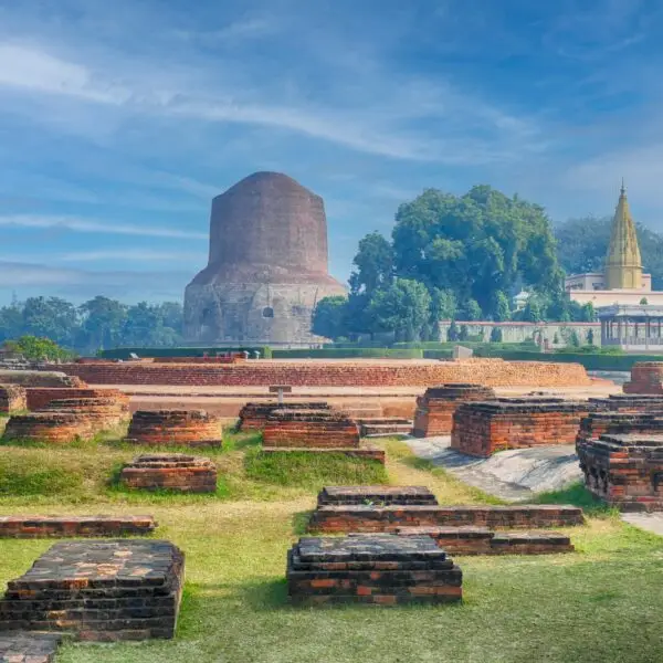 Under a cloudy blue s