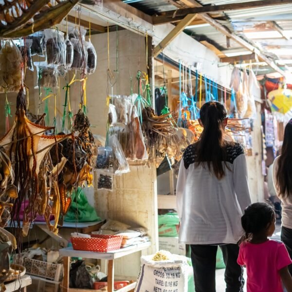 view inside a wet market in Semporna, Sabah, Malaysia.